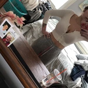 Pins and needles long sleeve crop top